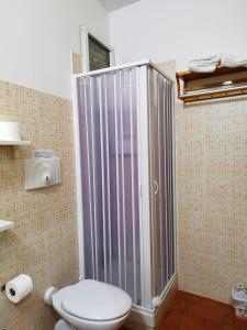 La salle de bains est pourvue d'une douche et de toilettes. dans l'établissement Estia Bed and Relax, à Bénévent