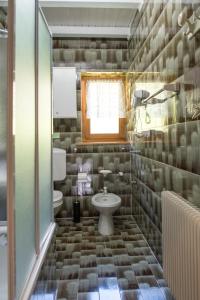 a bathroom with a sink and a toilet at Appartamenti Patrizia in San Pietro di Cadore