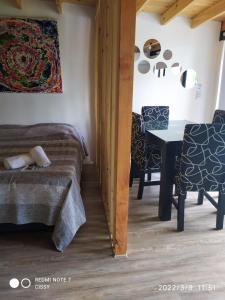 een slaapkamer met een bed en een tafel met stoelen bij AxD Tresandi in General Pico