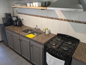a kitchen with a stove and a sink at CasaUno in San Antonio de Areco