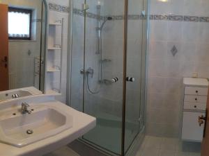 a bathroom with a shower and a sink at Charming holiday home in Gosau in Gosau