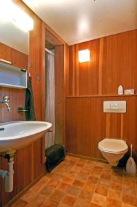 a bathroom with a sink and a toilet at Chalet Varga in Hasliberg