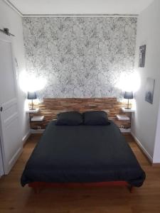 a bedroom with a bed with two pillows on it at Le studio du quai in Charleville-Mézières