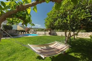 a hammock hanging from a tree in a yard at Villa Archontissa in Análipsis