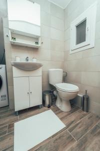 a bathroom with a toilet and a sink at Eptalofos Studio loft in Thessaloniki