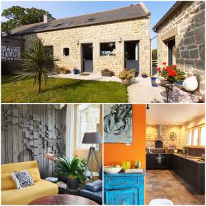 a collage of pictures of a stone house at L'écurie Kerdoel in Cléder