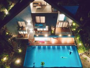an overhead view of a swimming pool in a building at Trần Phú Villa Sea View in Vung Tau