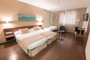 a hotel room with two beds and a television at ARVA Abad San Antonio in León