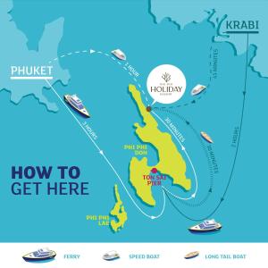 a map of how to get here at Phi Phi Holiday Resort in Phi Phi Islands