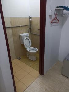 a bathroom with a toilet in a stall at Depulauserai Roomstays in Pekan