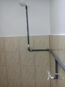 y baño con ducha y cabezal de ducha. en Depulauserai Roomstays, en Pekan