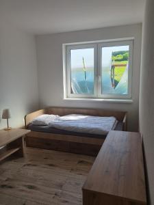 1 dormitorio con cama y ventana en Sunset House Piešťany Červená Veža en Banka