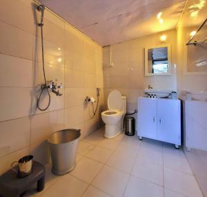 uma casa de banho com um WC e um lavatório em Kot Kailash Kumaon em Almora