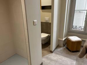 a bathroom with a shower and a toilet and a window at #Accords - Très Grande Suite type Chambre d’hôtel in Brive-la-Gaillarde