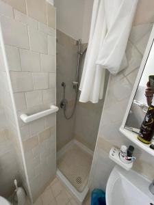 バージャ・サルディニアにあるAppartam. con piscina 4Pのバスルーム(シャワー、トイレ付)