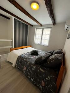 מיטה או מיטות בחדר ב-#Le Rue des 2 Porches #F2 avec Cours #HyperCentre