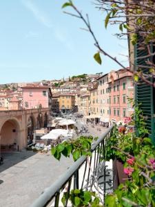 a view of a city from a balcony at Indarsena b&b in Portoferraio