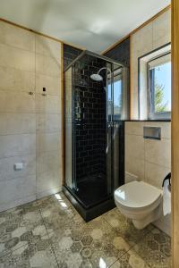 łazienka z prysznicem i toaletą w obiekcie Sielski Chill Mazury w Olsztynku
