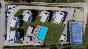 an overhead view of a yard with a swimming pool at Blue Avenue in Paliouri