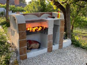 - un four en briques avec une cheminée dans la cour dans l'établissement Quinta Vista do Vale, 