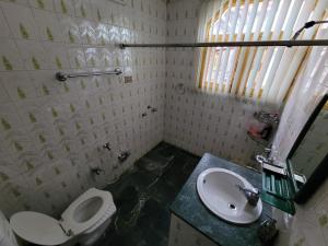 a bathroom with a toilet and a sink at Taha Inn Home comfort in Srinagar