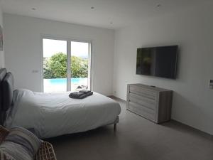 Televízia a/alebo spoločenská miestnosť v ubytovaní Villa Porto-vecchio 4 chambres avec piscine