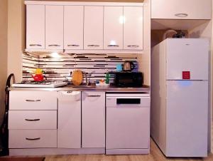 Kuchyň nebo kuchyňský kout v ubytování Chic Flat Centrally Located in Antalya
