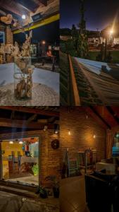 un collage de cuatro fotos de un edificio con una habitación en Cabañas Solar del Paso en Paso de la Patria
