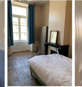 1 dormitorio con 1 cama y ventana en una habitación en La Miséricorde en Coutances