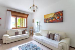 a living room with two couches and a painting on the wall at La collina dei nonni - Tarzo in Tarzo