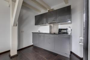 Kuchyňa alebo kuchynka v ubytovaní Spacious stylish attic in the heart of the center - Karlovo