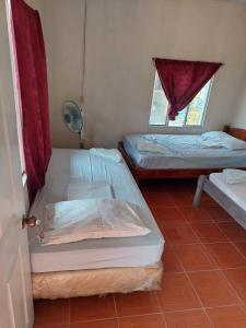 una camera con due letti e una finestra di Guest House Nena a Moyogalpa