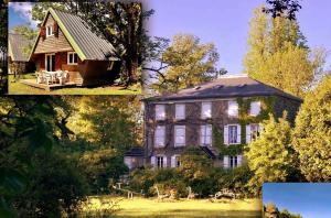 een collage van drie foto's van een huis bij Chalet dans le parc d'un manoir du XIXème in Anglès