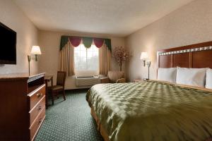 Triplodge of Santa Clarita في سانتا كلاريتا: غرفة الفندق بسرير كبير ومكتب