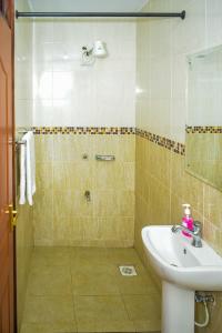 La salle de bains est pourvue d'un lavabo et d'une douche. dans l'établissement Lux Suites 2 Bedroom Diamonte Apartment Ngara, à Nairobi