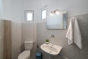 a bathroom with a toilet and a sink and a mirror at Beachfront luxury Villa in Ammoudara, Crete in Amoudara Lasithiou