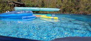 a water slide in a swimming pool at Au chalet d'Anna in Saint-Rambert-en-Bugey