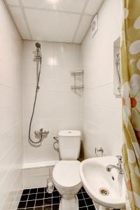 ein Bad mit einem WC und einem Waschbecken in der Unterkunft Savanorių av 48 Vilnius Students Home LT in Vilnius