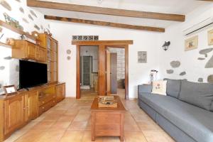 a living room with a couch and a tv at Casa Abuela Fela in Vega de San Mateo