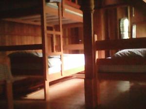 Pokój z 2 łóżkami piętrowymi w pokoju w obiekcie Rustic Cabin - Tambopata Natural Reserve w mieście Puerto Maldonado