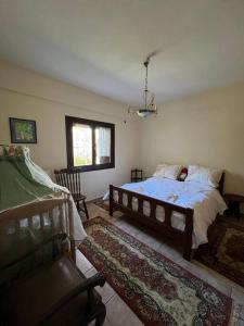 - une chambre avec un lit dans l'angle dans l'établissement Ανάμεσα στα Έλατα, 