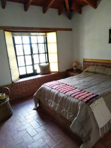 CASA EN MANANTIALES (Potrerillos, Mendoza) في بوتريريلوس: غرفة نوم بسرير كبير ونافذة