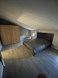 een slaapkamer met een groot bed in een kamer bij Bâtisse Provençale in Gréoux-les-Bains