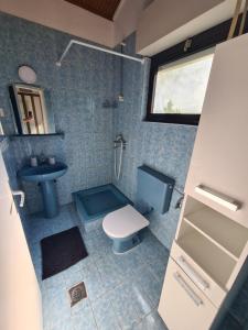 クレックにあるBlue Lagoon Studio Apartmentsのトイレと洗面台付きのバスルーム +24枚の写真