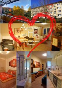 un collage de fotos de una habitación con corazón en Apartment mit Herz en Sondershausen