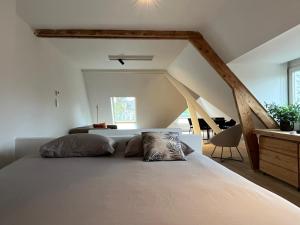 1 dormitorio con 1 cama grande en el ático en Het Generaaltje en Hasselt