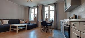 sala de estar con sofá y mesa en Apartament Grobla III en Gdansk