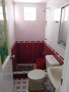 uma casa de banho com um WC e um lavatório em Room In Lobo Triple N Homestay 2nd N 