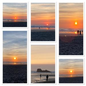 a collage of photos of a sunset on the beach at Dunes View - Atlantic Bay in Perranporth