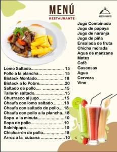 a menu of the new meu restaurant at HOTEL AEROPUERTO Cusco in Cusco